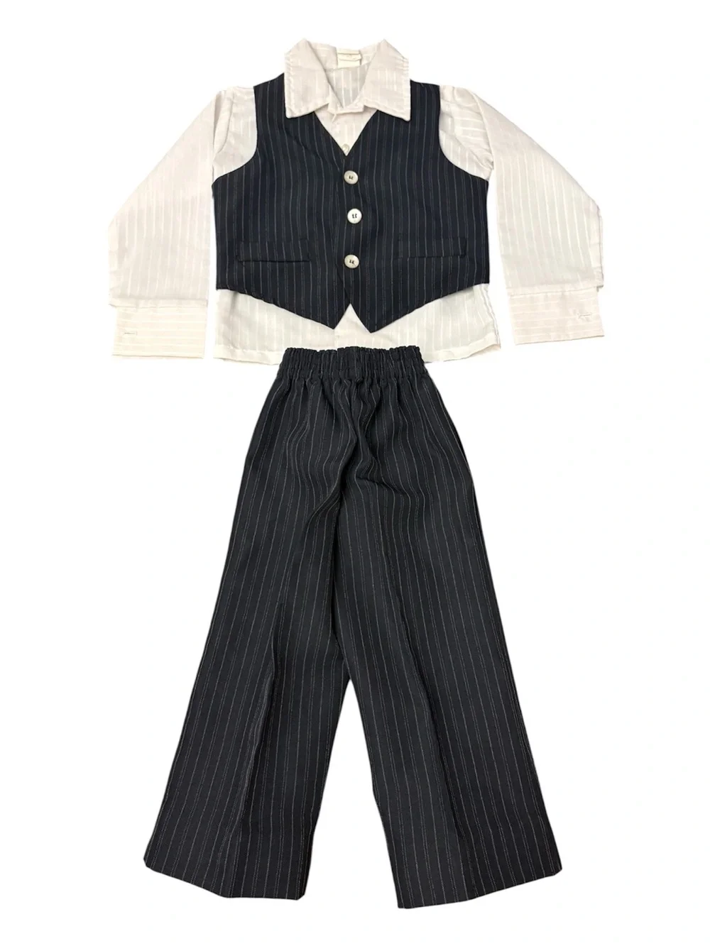 Vintage Happy Fella Toddler Boys Vest Shirt Pants Suit Set